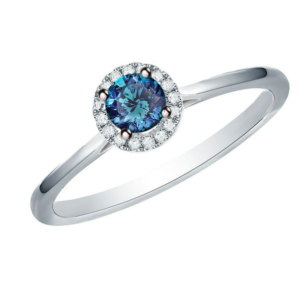 Prism Jewel Round Brilliant Cut Blue Color Diamond Cluster Ring 